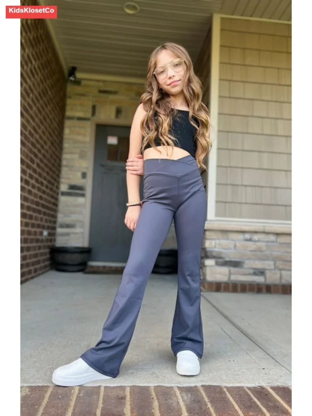 High Waist V Cross Waist Wide Leg Flare Yoga Pants Girls